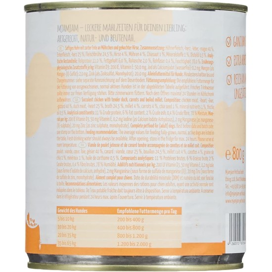 MjAMjAM - Premium wet food for dogs - Mix package II - with chicken & duck, beef, turkey, veal, turkey, lamb, 6-pack (6 x 400 g), grain-free with extra meat MjAMjAM - Premium wet food for dogs - Mix package II - with chicken & duck, beef, turkey, veal, turkey, lamb, 6-pack (6 x 400 g), grain-free with extra meat