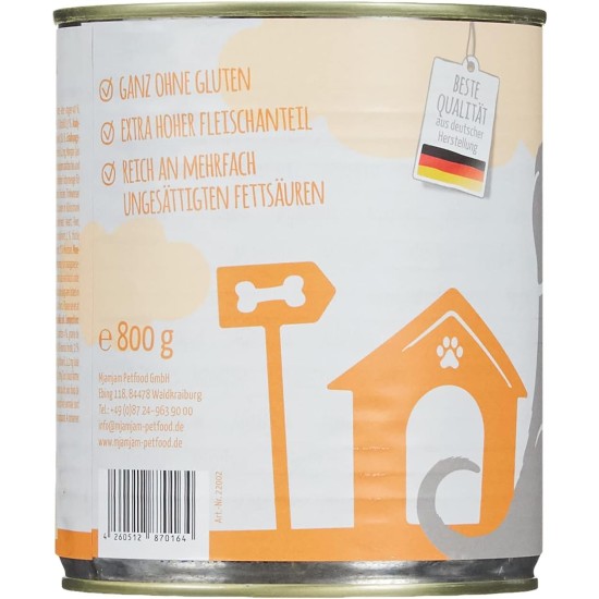 MjAMjAM - Premium wet food for dogs - Mix package II - with chicken & duck, beef, turkey, veal, turkey, lamb, 6-pack (6 x 400 g), grain-free with extra meat MjAMjAM - Premium wet food for dogs - Mix package II - with chicken & duck, beef, turkey, veal, turkey, lamb, 6-pack (6 x 400 g), grain-free with extra meat