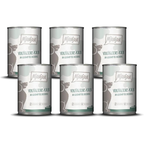 MjAMjAM - Premium wet food for dogs - Mix package II - with chicken & duck, beef, turkey, veal, turkey, lamb, 6-pack (6 x 400 g), grain-free with extra meat MjAMjAM - Premium wet food for dogs - Mix package II - with chicken & duck, beef, turkey, veal, turkey, lamb, 6-pack (6 x 400 g), grain-free with extra meat
