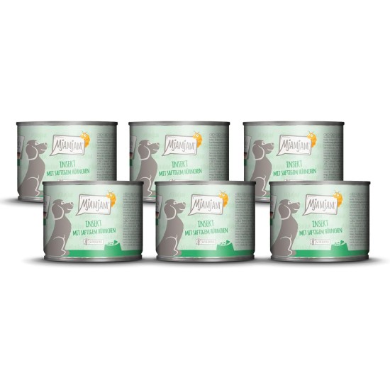 MjAMjAM - Premium wet food for dogs - Mix package II - with chicken & duck, beef, turkey, veal, turkey, lamb, 6-pack (6 x 400 g), grain-free with extra meat MjAMjAM - Premium wet food for dogs - Mix package II - with chicken & duck, beef, turkey, veal, turkey, lamb, 6-pack (6 x 400 g), grain-free with extra meat