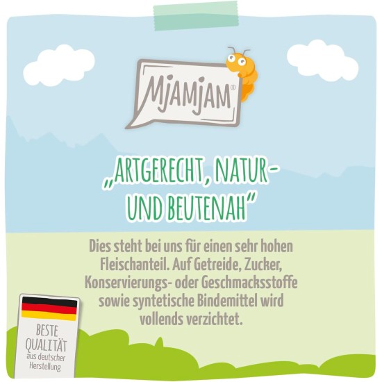 MjAMjAM - Premium wet food for dogs - Mix package II - with chicken & duck, beef, turkey, veal, turkey, lamb, 6-pack (6 x 400 g), grain-free with extra meat MjAMjAM - Premium wet food for dogs - Mix package II - with chicken & duck, beef, turkey, veal, turkey, lamb, 6-pack (6 x 400 g), grain-free with extra meat