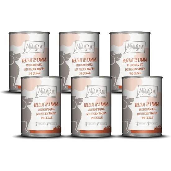 MjAMjAM - Premium wet food for dogs - Mix package II - with chicken & duck, beef, turkey, veal, turkey, lamb, 6-pack (6 x 400 g), grain-free with extra meat MjAMjAM - Premium wet food for dogs - Mix package II - with chicken & duck, beef, turkey, veal, turkey, lamb, 6-pack (6 x 400 g), grain-free with extra meat