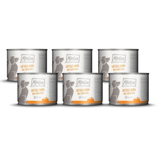 MjAMjAM - Premium wet food for dogs - Mix package II - with chicken & duck, beef, turkey, veal, turkey, lamb, 6-pack (6 x 400 g), grain-free with extra meat MjAMjAM - Premium wet food for dogs - Mix package II - with chicken & duck, beef, turkey, veal, turkey, lamb, 6-pack (6 x 400 g), grain-free with extra meat