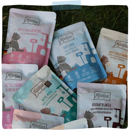 MjAMjAM - Premium wet food for dogs - delicious beef on cooked potatoes with crisp peas, 1 pack (1 x 800 g), grain-free with extra meat MjAMjAM - Premium wet food for dogs - delicious beef on cooked potatoes with crisp peas, 1 pack (1 x 800 g), grain-free with extra meat