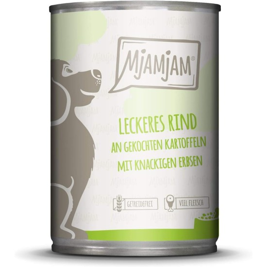 MjAMjAM - Premium wet food for dogs - juicy chicken with delicate duck on carrots and boiled millet, 1 pack (1 x 400 g), grain-free with extra meat MjAMjAM - Premium wet food for dogs - juicy chicken with delicate duck on carrots and boiled millet, 1 pack (1 x 400 g), grain-free with extra meat