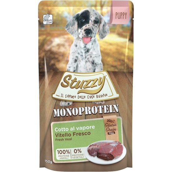Monoprotein Grain & Gluten Free Wet Puppy Food Fresh Beef Flavour in Pate - Total 1.8 kg (12 Bags x 150 g) Monoprotein Grain & Gluten Free Wet Puppy Food Fresh Beef Flavour in Pate - Total 1.8 kg (12 Bags x 150 g)