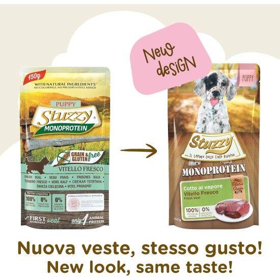 Monoprotein Grain & Gluten Free Wet Puppy Food Fresh Beef Flavour in Pate - Total 1.8 kg (12 Bags x 150 g) Monoprotein Grain & Gluten Free Wet Puppy Food Fresh Beef Flavour in Pate - Total 1.8 kg (12 Bags x 150 g)
