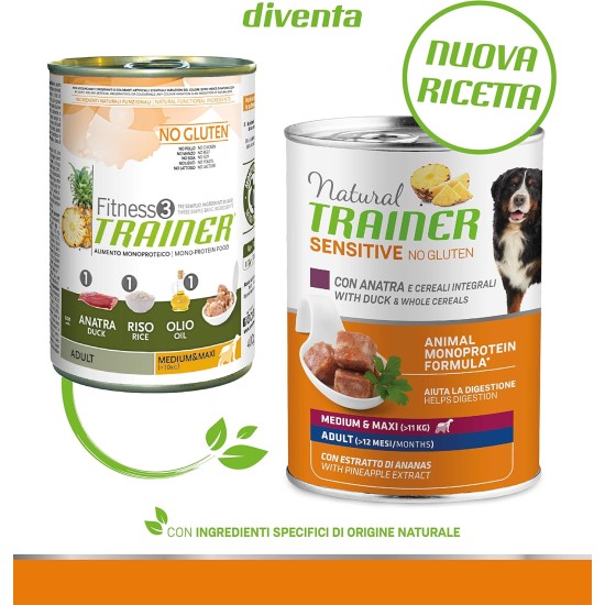 Natural trainer Sensitive No Gluten Medium - Maxi Moist Dog Food with Lamb and Whole Grains, 12 x 400 g Natural trainer Sensitive No Gluten Medium - Maxi Moist Dog Food with Lamb and Whole Grains, 12 x 400 g