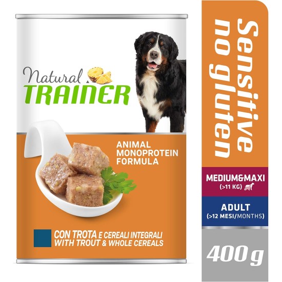 Natural trainer Sensitive No Gluten Medium - Maxi Moist Food for Dogs with Trout and Whole Grains, 12 x 400 g Natural trainer Sensitive No Gluten Medium - Maxi Moist Food for Dogs with Trout and Whole Grains, 12 x 400 g
