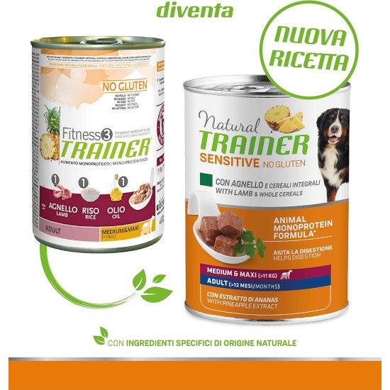 Natural trainer Sensitive No Gluten Medium Maxi Moist Dog Food with Duck and Whole Grains, 12 x 400 g Natural trainer Sensitive No Gluten Medium Maxi Moist Dog Food with Duck and Whole Grains, 12 x 400 g