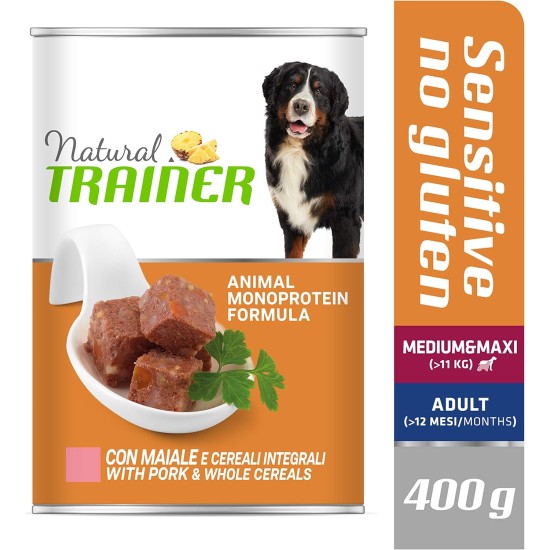 Natural trainer Sensitive No Gluten Medium Maxi Moist Dog Food with Duck and Whole Grains, 12 x 400 g Natural trainer Sensitive No Gluten Medium Maxi Moist Dog Food with Duck and Whole Grains, 12 x 400 g