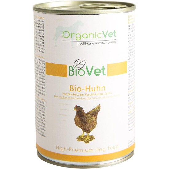 OrganicVet Dog Wet Food BioVet Organic Chicken with Organic Rice, Organic Zucchini and Organic Pumpkin, Pack of 6 (6 x 400 g) OrganicVet Dog Wet Food BioVet Organic Chicken with Organic Rice, Organic Zucchini and Organic Pumpkin, Pack of 6 (6 x 400 g)