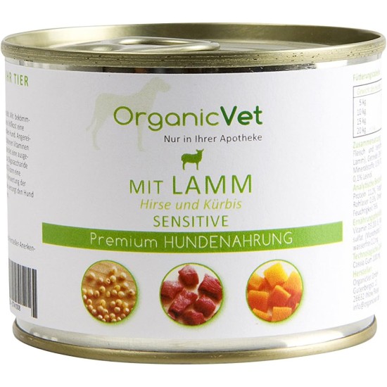 OrganicVet Dog Wet Food Sensitive Lamb with Millet and Pumpkin, Pack of 6 (6 x 200 g) OrganicVet Dog Wet Food Sensitive Lamb with Millet and Pumpkin, Pack of 6 (6 x 200 g)