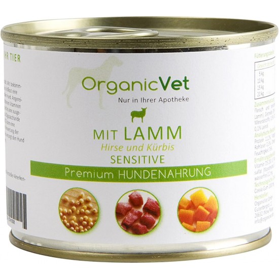 OrganicVet Dog Wet Food Sensitive Lamb with Millet and Pumpkin, Pack of 6 (6 x 200 g) OrganicVet Dog Wet Food Sensitive Lamb with Millet and Pumpkin, Pack of 6 (6 x 200 g)