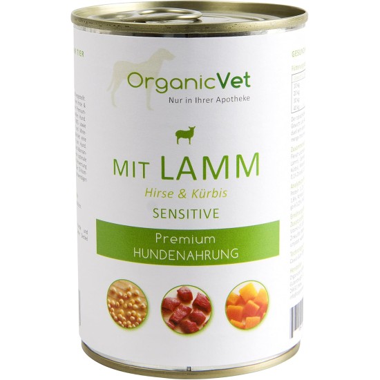 OrganicVet Dog Wet Food Sensitive Lamb with Millet and Pumpkin, Pack of 6 (6 x 400 g) OrganicVet Dog Wet Food Sensitive Lamb with Millet and Pumpkin, Pack of 6 (6 x 400 g)