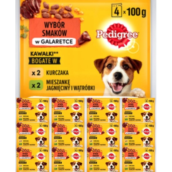 PEDIGREE Pouch Chicken & Lamb in Jelly - Wet Food for Adult Dogs - 13 Multipacks of 4 x 100 g Bags PEDIGREE Pouch Chicken & Lamb in Jelly - Wet Food for Adult Dogs - 13 Multipacks of 4 x 100 g Bags