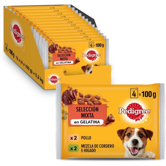 PEDIGREE Pouch Chicken & Lamb in Jelly - Wet Food for Adult Dogs - 13 Multipacks of 4 x 100 g Bags PEDIGREE Pouch Chicken & Lamb in Jelly - Wet Food for Adult Dogs - 13 Multipacks of 4 x 100 g Bags