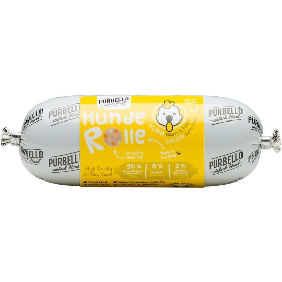 PURBELLO Dog Roll Wet Food Mix Pack II - 3 x Chicken, 3 x Duck, 2 x Beef - Monoprotein Dog Food with High Meat Content - Dog Sausage Cut Resistant and Grain-Free (8 x 400 g) PURBELLO Dog Roll Wet Food Mix Pack II - 3 x Chicken, 3 x Duck, 2 x Beef - Monoprotein Dog Food with High Meat Content - Dog Sausage Cut Resistant and Grain-Free (8 x 400 g)