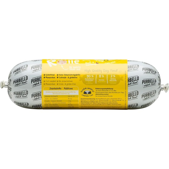 PURBELLO Dog Roll Wet Food Mix Pack II - 3 x Chicken, 3 x Duck, 2 x Beef - Monoprotein Dog Food with High Meat Content - Dog Sausage Cut Resistant and Grain-Free (8 x 400 g) PURBELLO Dog Roll Wet Food Mix Pack II - 3 x Chicken, 3 x Duck, 2 x Beef - Monoprotein Dog Food with High Meat Content - Dog Sausage Cut Resistant and Grain-Free (8 x 400 g)