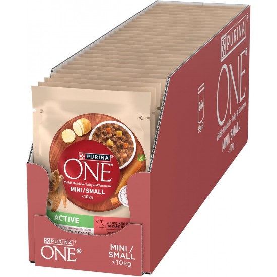 PURINA ONE Mini/Small Active Wet Dog Food for Small Dogs, Rich in Beef & Vegetables, Pack of 26 (26 x 85 g) PURINA ONE Mini/Small Active Wet Dog Food for Small Dogs, Rich in Beef & Vegetables, Pack of 26 (26 x 85 g)