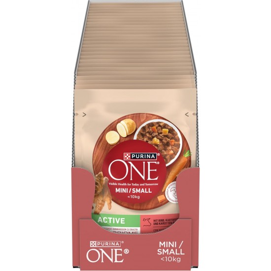 PURINA ONE Mini/Small Active Wet Dog Food for Small Dogs, Rich in Beef & Vegetables, Pack of 26 (26 x 85 g) PURINA ONE Mini/Small Active Wet Dog Food for Small Dogs, Rich in Beef & Vegetables, Pack of 26 (26 x 85 g)