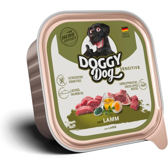 Paté Lamm Sensitive, 10 x 150 g, Wet Food for Dogs, Grain-Free Dog Food with Salmon Oil and Green-Lipped Mussel, Particularly Well Tolerated Complete Food, Made in Germany Paté Lamm Sensitive, 10 x 150 g, Wet Food for Dogs, Grain-Free Dog Food with Salmon Oil and Green-Lipped Mussel, Particularly Well Tolerated Complete Food, Made in Germany