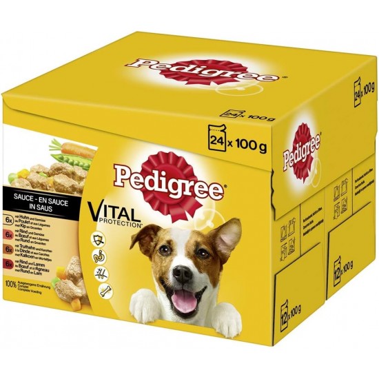 Pedigree Adult wet dog food for adult dogs in a sachet - different types, 2 x 24 x 100g Pedigree Adult wet dog food for adult dogs in a sachet - different types, 2 x 24 x 100g