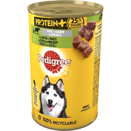 Pedigree Protein + Pate with Turkey and Chicken Wet Dog Food 12 Cans of 400g Pedigree Protein + Pate with Turkey and Chicken Wet Dog Food 12 Cans of 400g