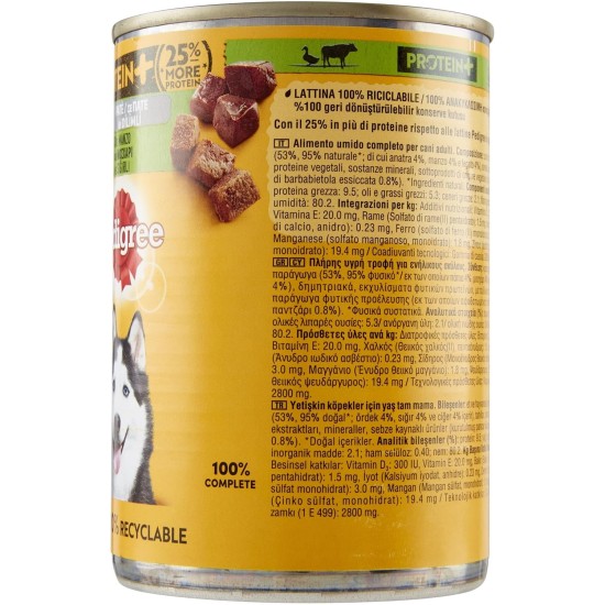 Pedigree Protein + Pate with Turkey and Chicken Wet Dog Food 12 Cans of 400g Pedigree Protein + Pate with Turkey and Chicken Wet Dog Food 12 Cans of 400g