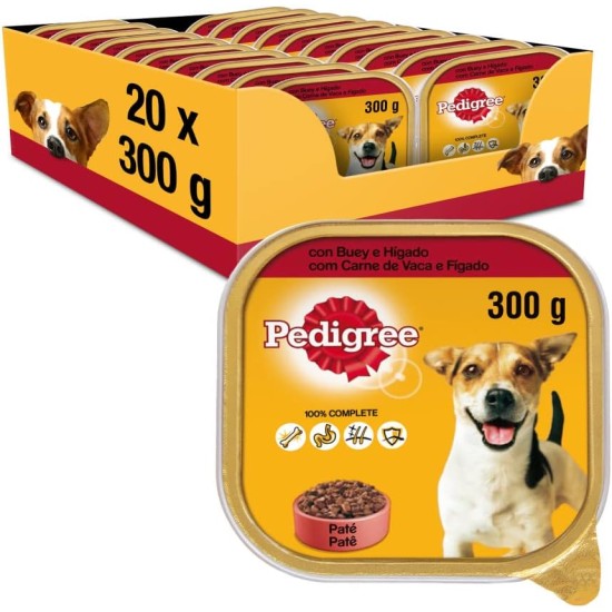 Pedigree Wet Dog Food Ox and Liver Flavour in Pate (Pack of 20 Cans x 300g) Pedigree Wet Dog Food Ox and Liver Flavour in Pate (Pack of 20 Cans x 300g)