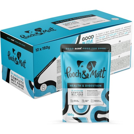 Pooch & Mutt - Vitality & Digestion Wet Dog Food (Grain Free), Turkey and Herring, 12 x 150g Pooch & Mutt - Vitality & Digestion Wet Dog Food (Grain Free), Turkey and Herring, 12 x 150g