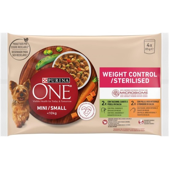Purina ONE Mini < 10kg Wet Dog Food for Small Dogs Lightweight Weight Control with Turkey and Pig 4 Bags of 85g Purina ONE Mini < 10kg Wet Dog Food for Small Dogs Lightweight Weight Control with Turkey and Pig 4 Bags of 85g