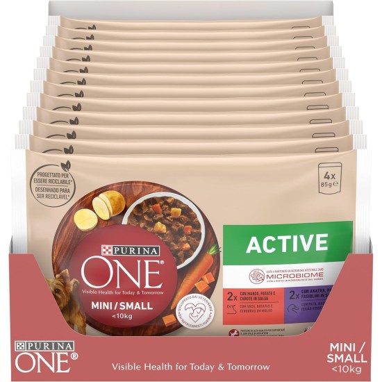 Purina One Active Wet Dog Food Beef and Duck in Sauce Multipack, 48 Bags of 85 g Purina One Active Wet Dog Food Beef and Duck in Sauce Multipack, 48 Bags of 85 g