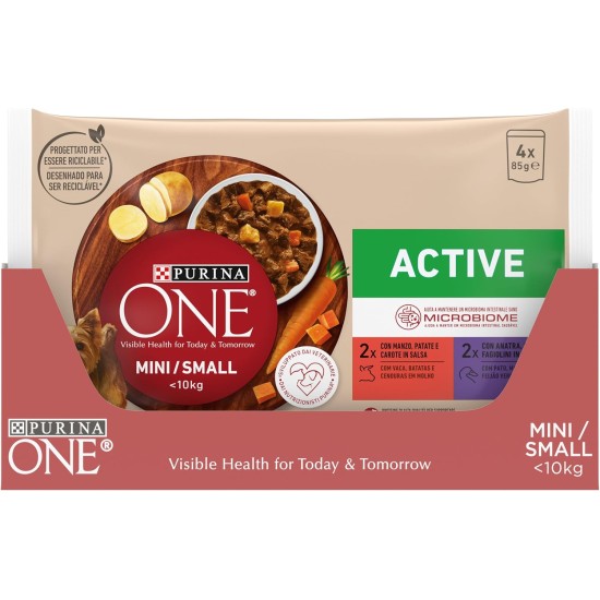 Purina One Active Wet Dog Food Beef and Duck in Sauce Multipack, 48 Bags of 85 g Purina One Active Wet Dog Food Beef and Duck in Sauce Multipack, 48 Bags of 85 g