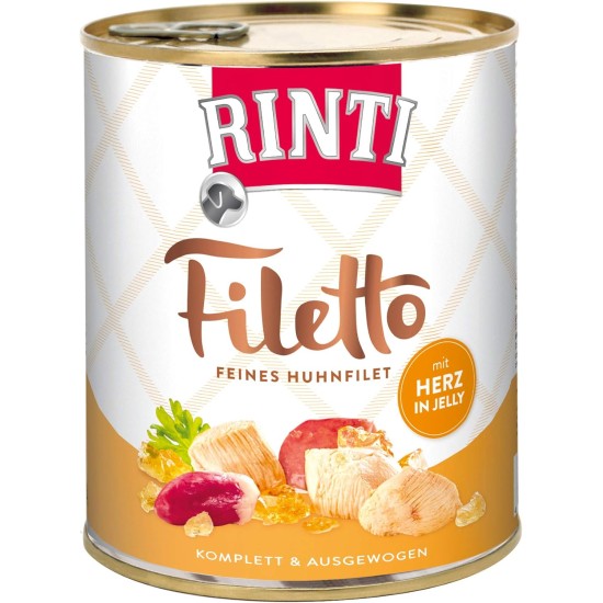 RINTI - Filetto | Easily Digestible Wet Food for Adult Dogs Supplementary Food in Jelly in Fresh Bag without Colourants and Preservatives | 24 x 100 g Duck + Duck Heart RINTI - Filetto | Easily Digestible Wet Food for Adult Dogs Supplementary Food in Jelly in Fresh Bag without Colourants and Preservatives | 24 x 100 g Duck + Duck Heart