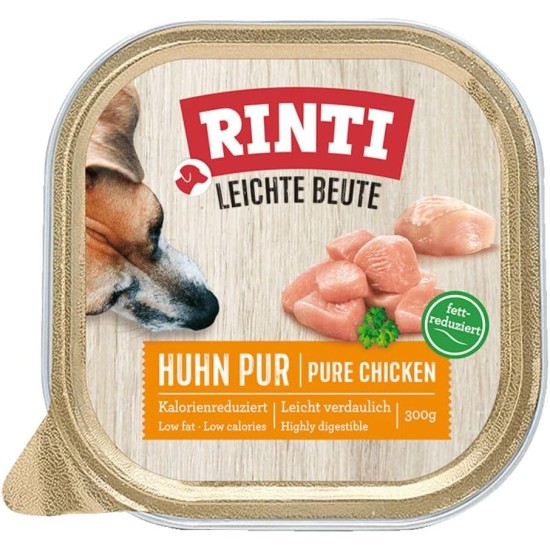 RINTI - Light Prey | Calorie Reduced Wet Food with Low-Fat, Lean Meat for Sensitive Adult Dogs Complete Food in Practical Bowls | 9 x 300 g Pure Chicken RINTI - Light Prey | Calorie Reduced Wet Food with Low-Fat, Lean Meat for Sensitive Adult Dogs Complete Food in Practical Bowls | 9 x 300 g Pure Chicken