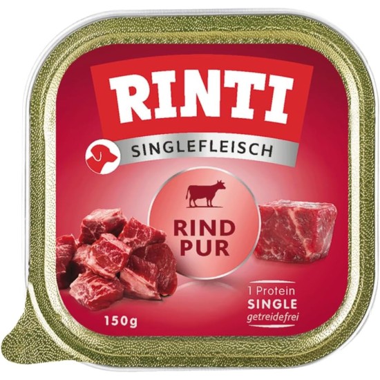 Rinti - Single Meat | Wet Food for Sensitive Adult Dogs with 100% Beef Complete Food in Bowls without Cereals, Carbohydrates and Artificial Additives | 10 x 150 g Pure Beef Rinti - Single Meat | Wet Food for Sensitive Adult Dogs with 100% Beef Complete Food in Bowls without Cereals, Carbohydrates and Artificial Additives | 10 x 150 g Pure Beef