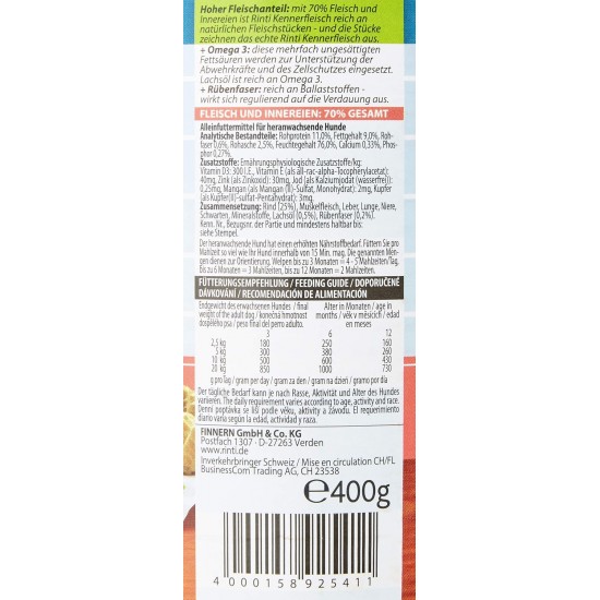 Rinti connoisseur meat SENIOR + chicken, pack of 12 (12 x 800 g) Rinti connoisseur meat SENIOR + chicken, pack of 12 (12 x 800 g)