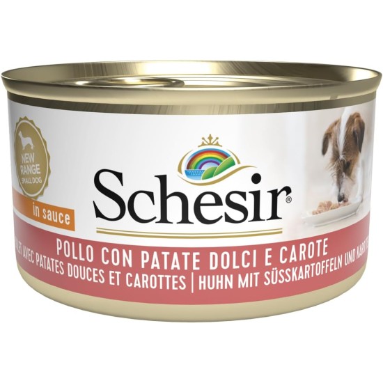 Schesir, Adult Dog Wet Food with Chicken, Potatoes and Carrots in Soft Jelly (24 Cans of 85g) Schesir, Adult Dog Wet Food with Chicken, Potatoes and Carrots in Soft Jelly (24 Cans of 85g)