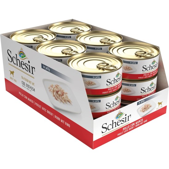 Schesir Dog Chicken Fillet with Ham, Dog Food Wet 18 Tins x 150g Schesir Dog Chicken Fillet with Ham, Dog Food Wet 18 Tins x 150g