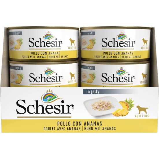 Schesir Dog Fruit Chicken Fillet with Papaya, Dog Food Wet with Fruit, 18 Tins x 150 g Schesir Dog Fruit Chicken Fillet with Papaya, Dog Food Wet with Fruit, 18 Tins x 150 g