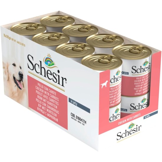 Schesir Dog Tuna with Carrot, Wet Dog Food, 16 Cans x 285 g Schesir Dog Tuna with Carrot, Wet Dog Food, 16 Cans x 285 g