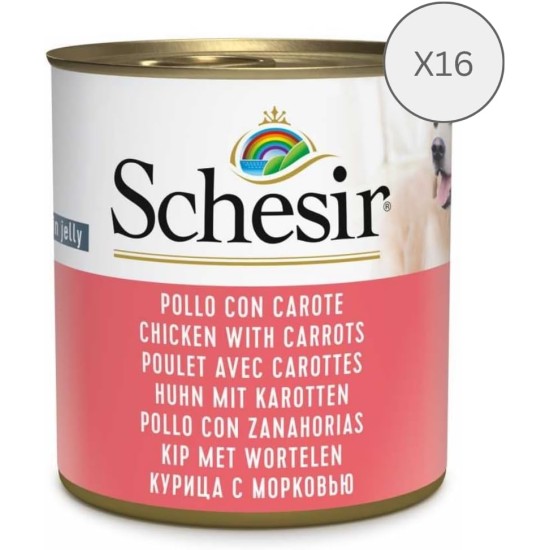 Schesir Dog Tuna with Carrot, Wet Dog Food, 16 Cans x 285 g Schesir Dog Tuna with Carrot, Wet Dog Food, 16 Cans x 285 g