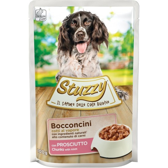 Stuzzy Dog Ham, Dog Food Wet in Sauce, 24 Bags x 100 g Stuzzy Dog Ham, Dog Food Wet in Sauce, 24 Bags x 100 g