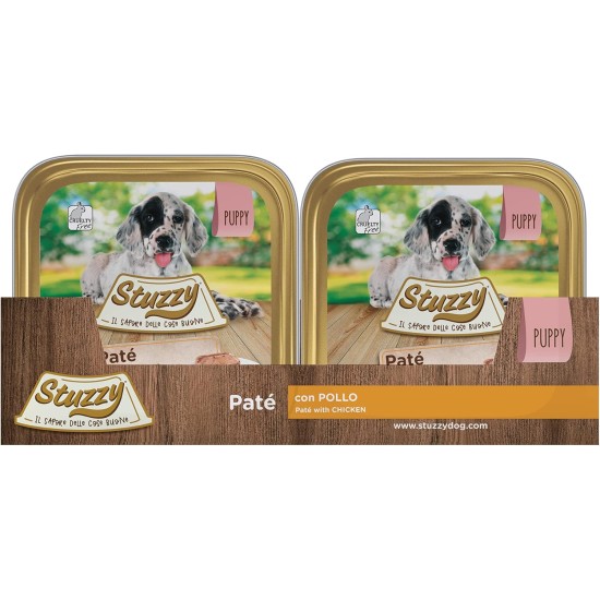 Stuzzy Mister Wet Puppy Food Chicken Pate and Meat in Pieces Total 3.3kg (22 Cups x 150g) Stuzzy Mister Wet Puppy Food Chicken Pate and Meat in Pieces Total 3.3kg (22 Cups x 150g)