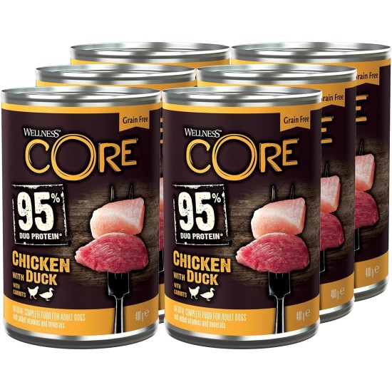 Wellness CORE 95 Percent, Dog Food Wet, Grain Free, High Meat Content, 6 x 400 g Wellness CORE 95 Percent, Dog Food Wet, Grain Free, High Meat Content, 6 x 400 g