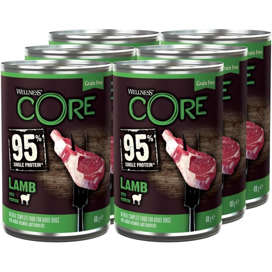 Wellness CORE 95 Percent, Dog Food Wet, Grain Free, High Meat Content, 6 x 400 g Wellness CORE 95 Percent, Dog Food Wet, Grain Free, High Meat Content, 6 x 400 g