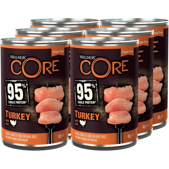 Wellness CORE 95 Percent, Dog Food Wet, Grain Free, High Meat Content, 6 x 400 g Wellness CORE 95 Percent, Dog Food Wet, Grain Free, High Meat Content, 6 x 400 g
