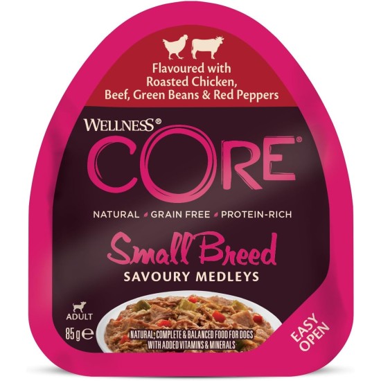Wellness Core Small Breed Dogs Savoury Medleys Wet Grain-Free Food, Butcher Selection Multipack, 6 x 85 g Cups Wellness Core Small Breed Dogs Savoury Medleys Wet Grain-Free Food, Butcher Selection Multipack, 6 x 85 g Cups