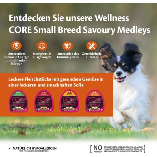 Wellness Core Small Breed Dogs Savoury Medleys Wet Grain-Free Food, Butcher Selection Multipack, 6 x 85 g Cups Wellness Core Small Breed Dogs Savoury Medleys Wet Grain-Free Food, Butcher Selection Multipack, 6 x 85 g Cups